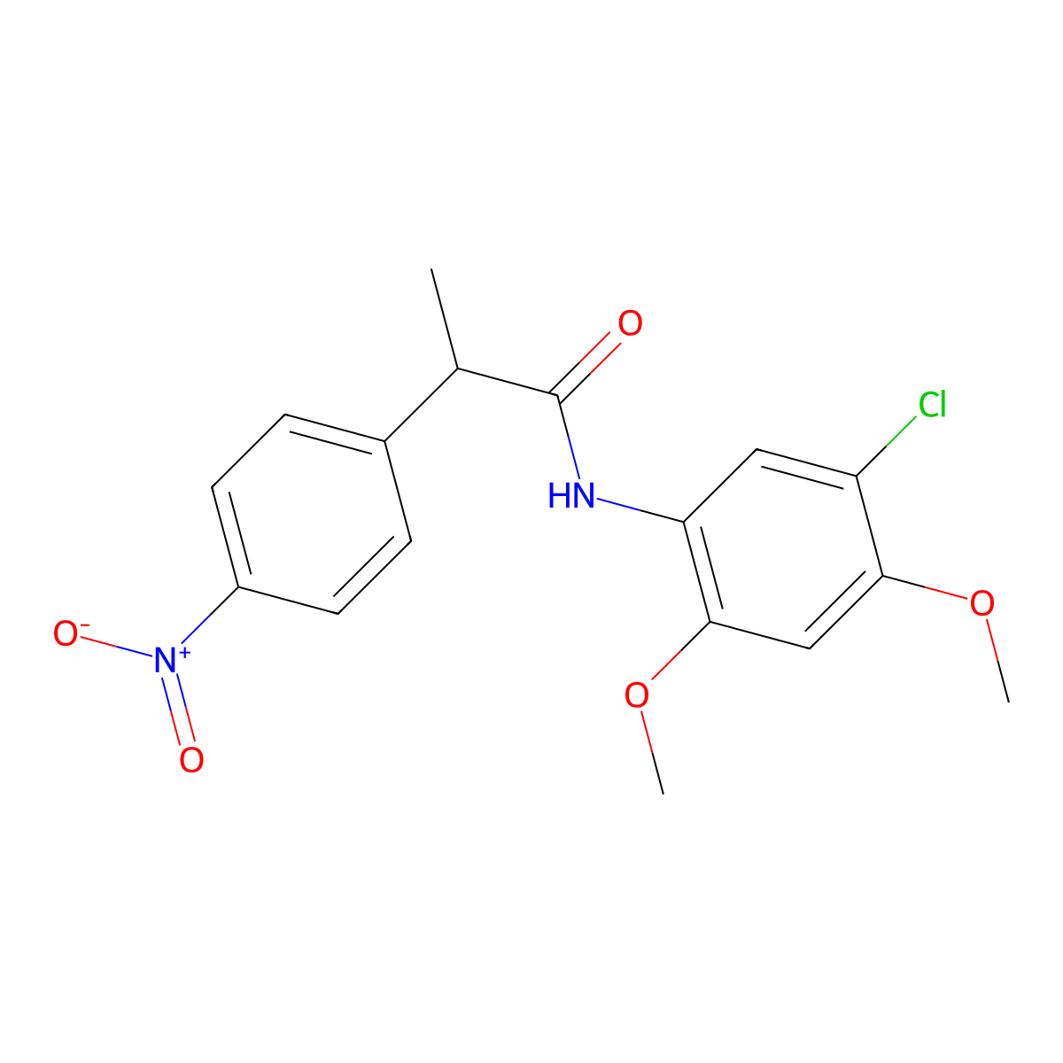 N-(5-chloro-2,4-dimethoxyphenyl)-2-(4-nitrophenyl)propanamide molecular structure, CAS 693832-01-8