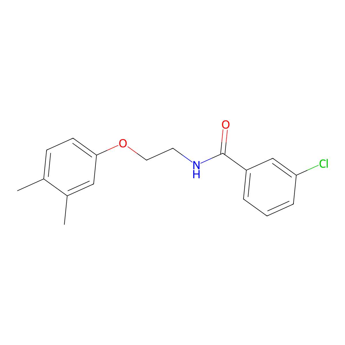 3-chloro-N-[2-(3,4-dimethylphenoxy)ethyl]benzamide molecular structure, CAS 693832-15-4