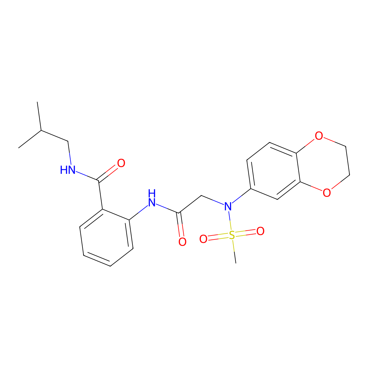 2-{[N-(2,3-dihydro-1,4-benzodioxin-6-yl)-N-(methylsulfonyl)glycyl]amino}-N-isobutylbenzamide molecular structure, CAS 693832-32-5