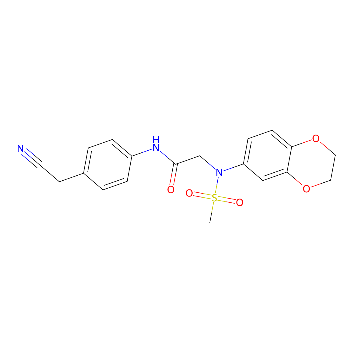N-[4-(cyanomethyl)phenyl]-2-[2,3-dihydro-1,4-benzodioxin-6-yl(methylsulfonyl)amino]acetamide molecular structure, CAS 693832-76-7