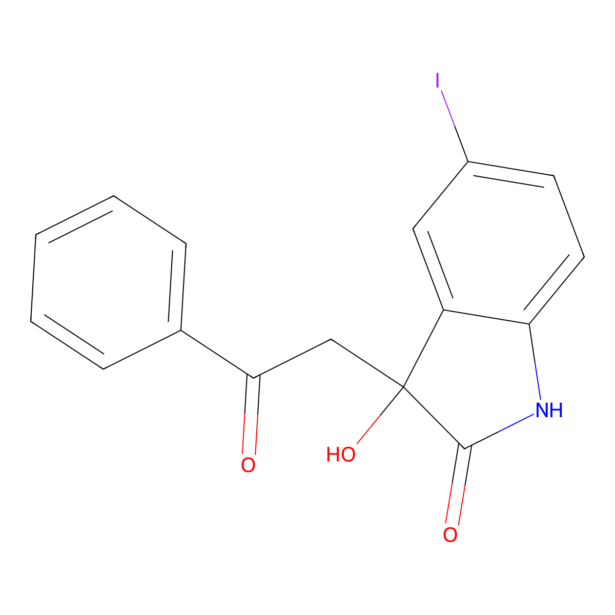 3-hydroxy-5-iodo-3-phenacyl-1H-indol-2-one molecular structure, CAS 693832-99-4