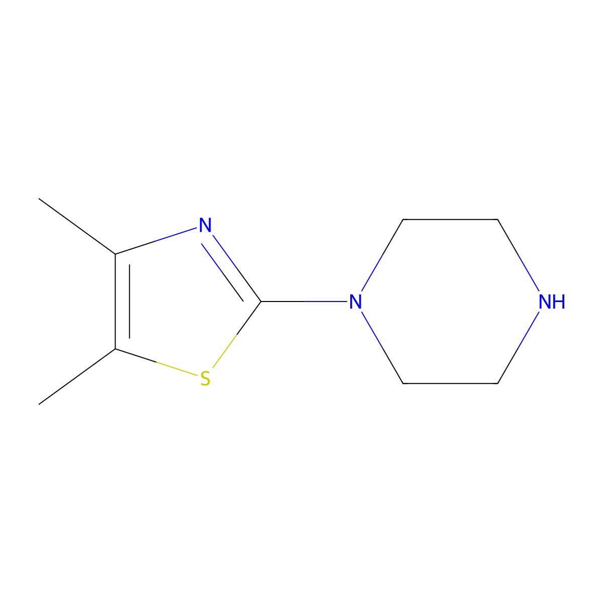 1-(Dimethyl-1,3-thiazol-2-yl)piperazine molecular structure, CAS 69389-13-5