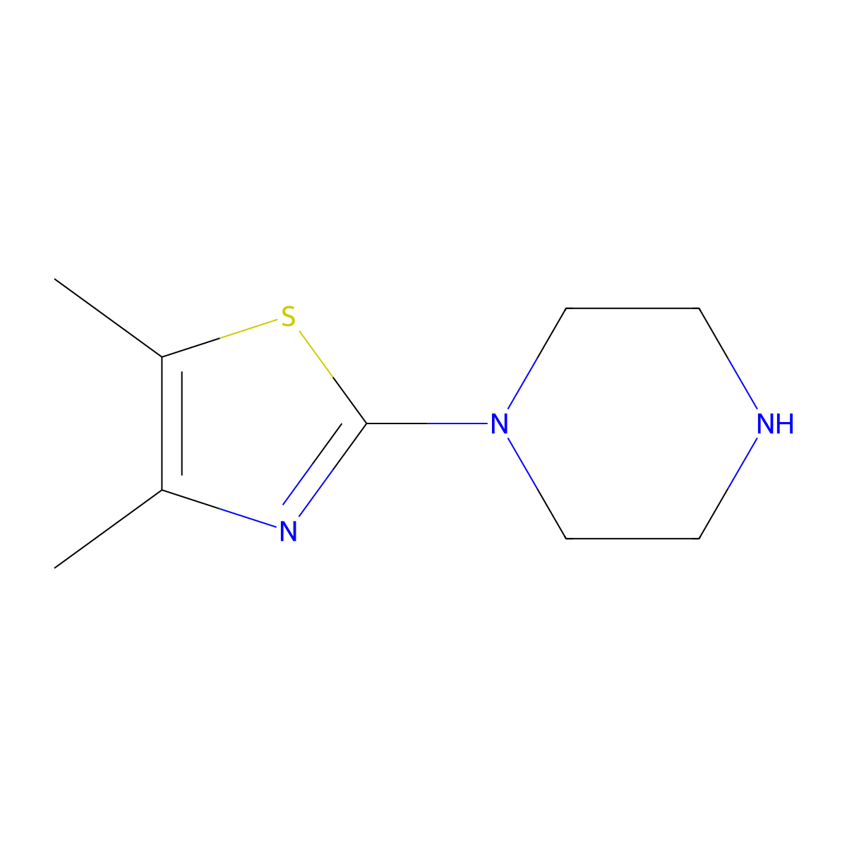 1-(Dimethyl-1,3-thiazol-2-yl)piperazine molecular structure, CAS 69389-13-5