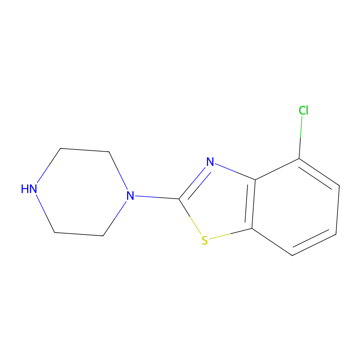 4-Chloro-2-piperazin-1-yl-benzothiazole molecular structure, CAS 69389-15-7