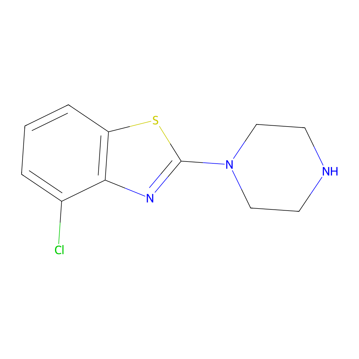 4-Chloro-2-piperazin-1-yl-benzothiazole molecular structure, CAS 69389-15-7
