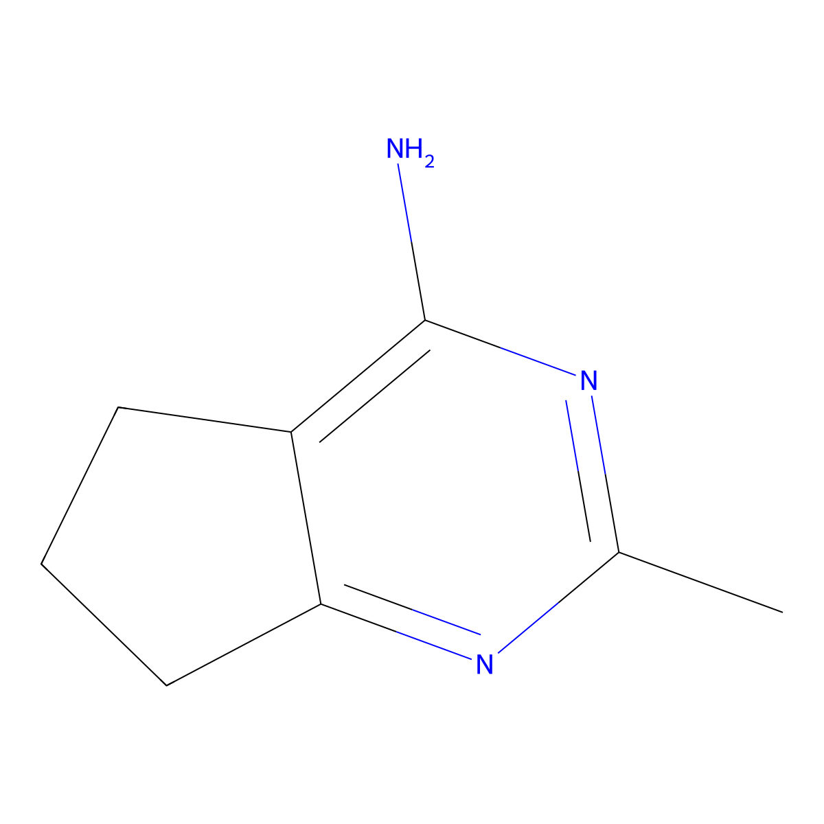 2-Methyl-6,7-dihydro-5H-cyclopenta[d]pyrimidin-4-amine molecular structure, CAS 69390-17-6
