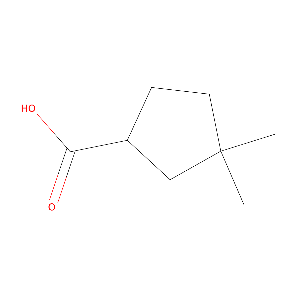 3,3-Dimethylcyclopentane-1-carboxylic acid molecular structure, CAS 69393-30-2