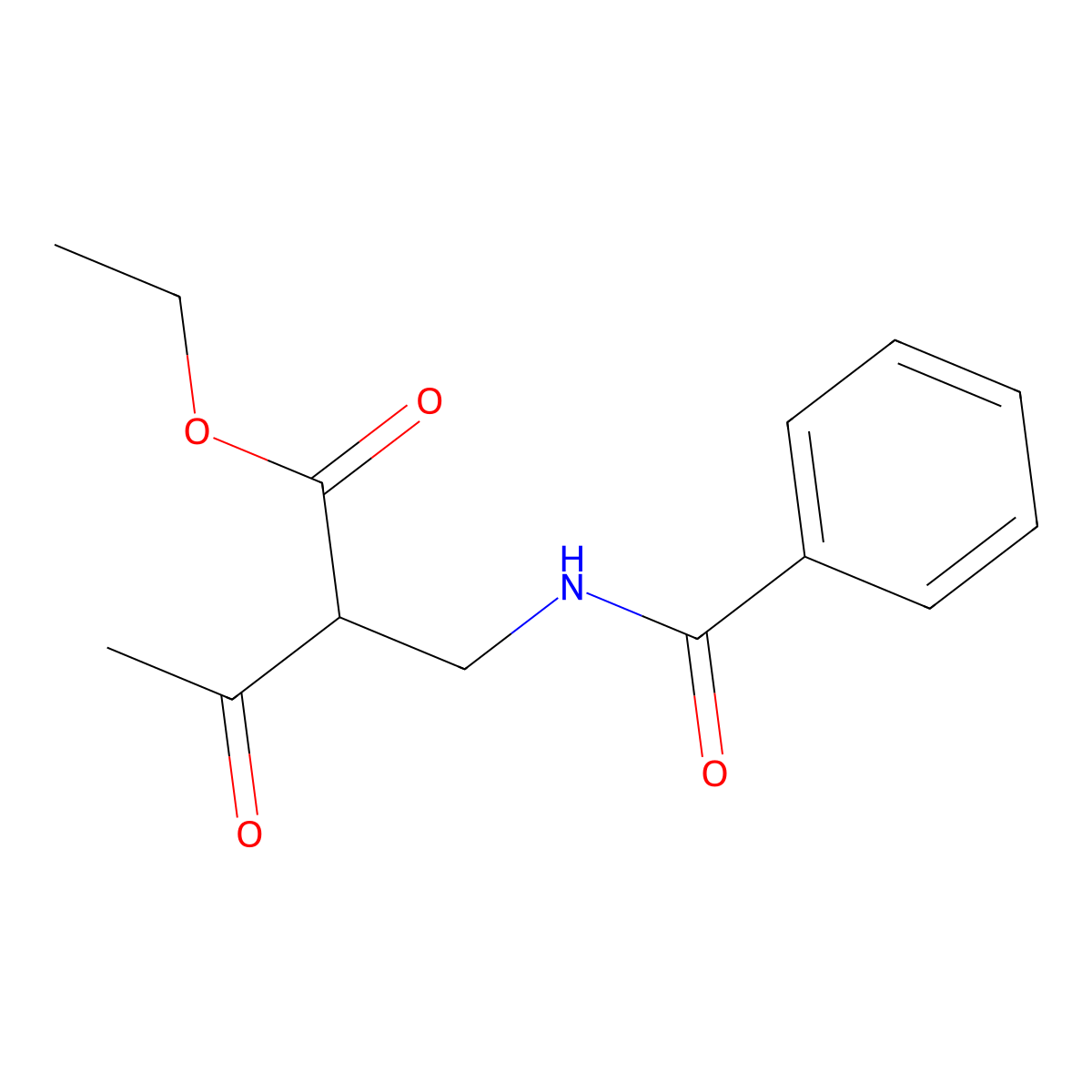 Ethyl 2-(benzamidomethyl)-3-oxobutanoate molecular structure, CAS 69396-18-5