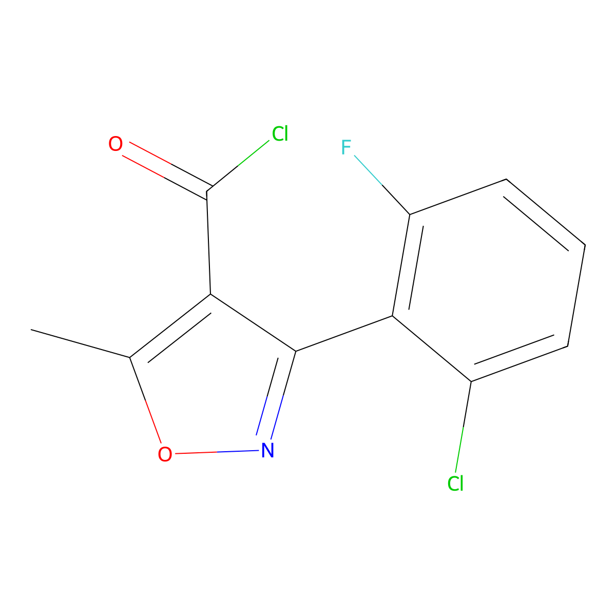 3-(2-Chloro-6-fluorophenyl)-5-methylisoxazole-4-carbonyl chloride molecular structure, CAS 69399-79-7