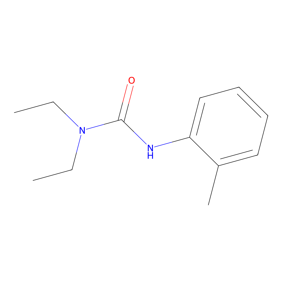 1,1-Diethyl-3-(2-methylphenyl)urea molecular structure, CAS 6940-23-4