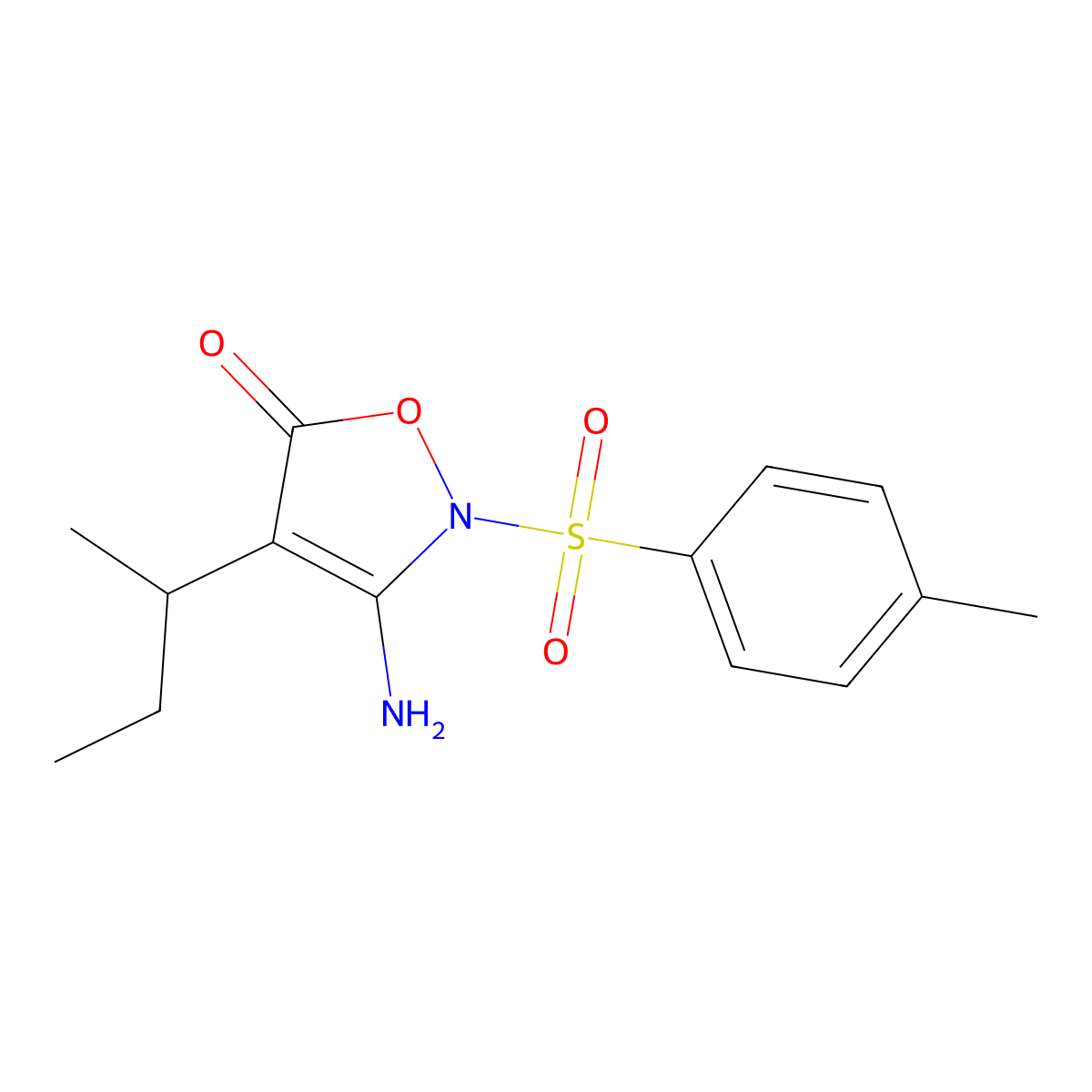 3-Amino-4-(sec-butyl)-2-tosylisoxazol-5(2H)-one molecular structure, CAS 6940-73-4