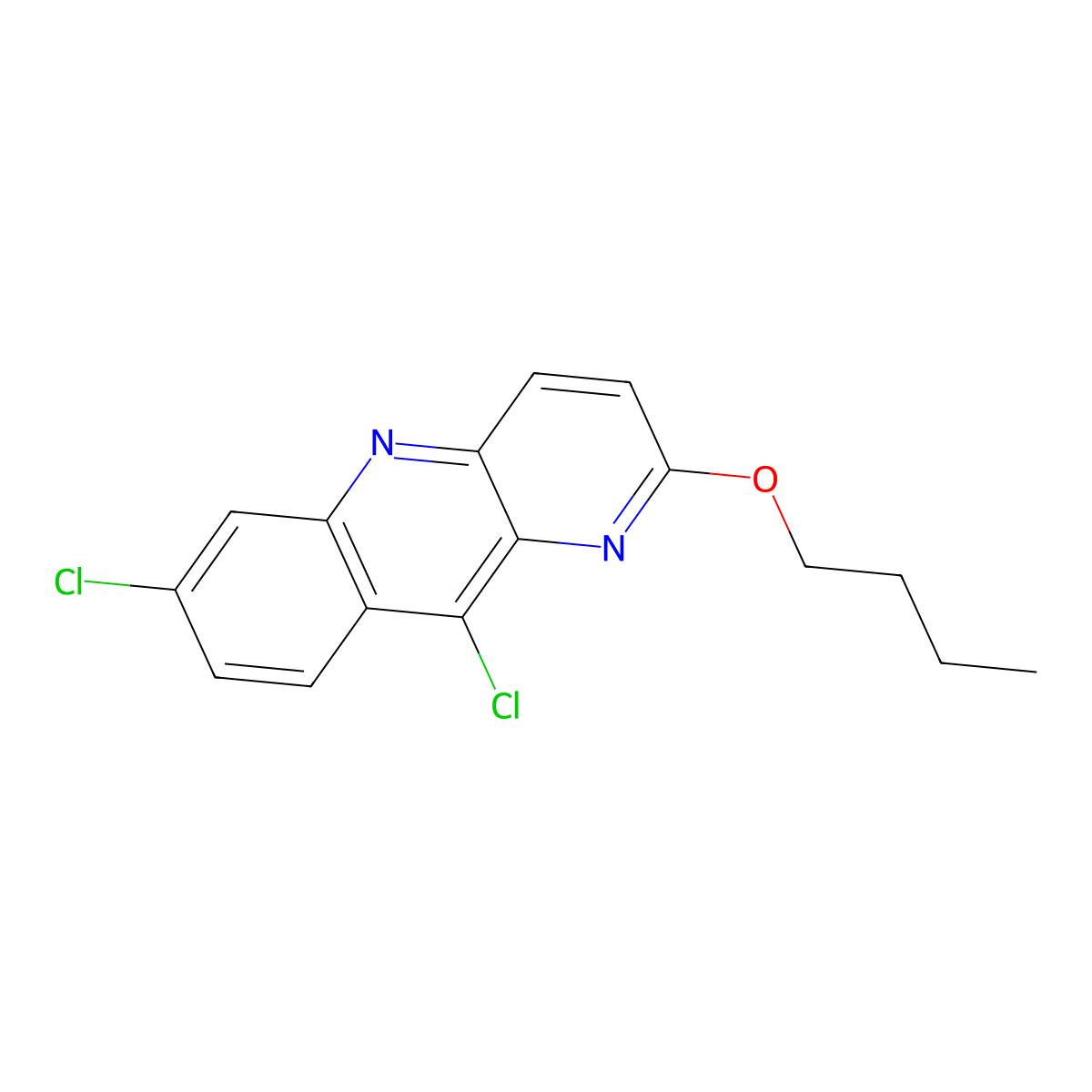 2-Butoxy-7,10-dichlorobenzo(b)-1,5-naphthyridine molecular structure, CAS 6940-92-7