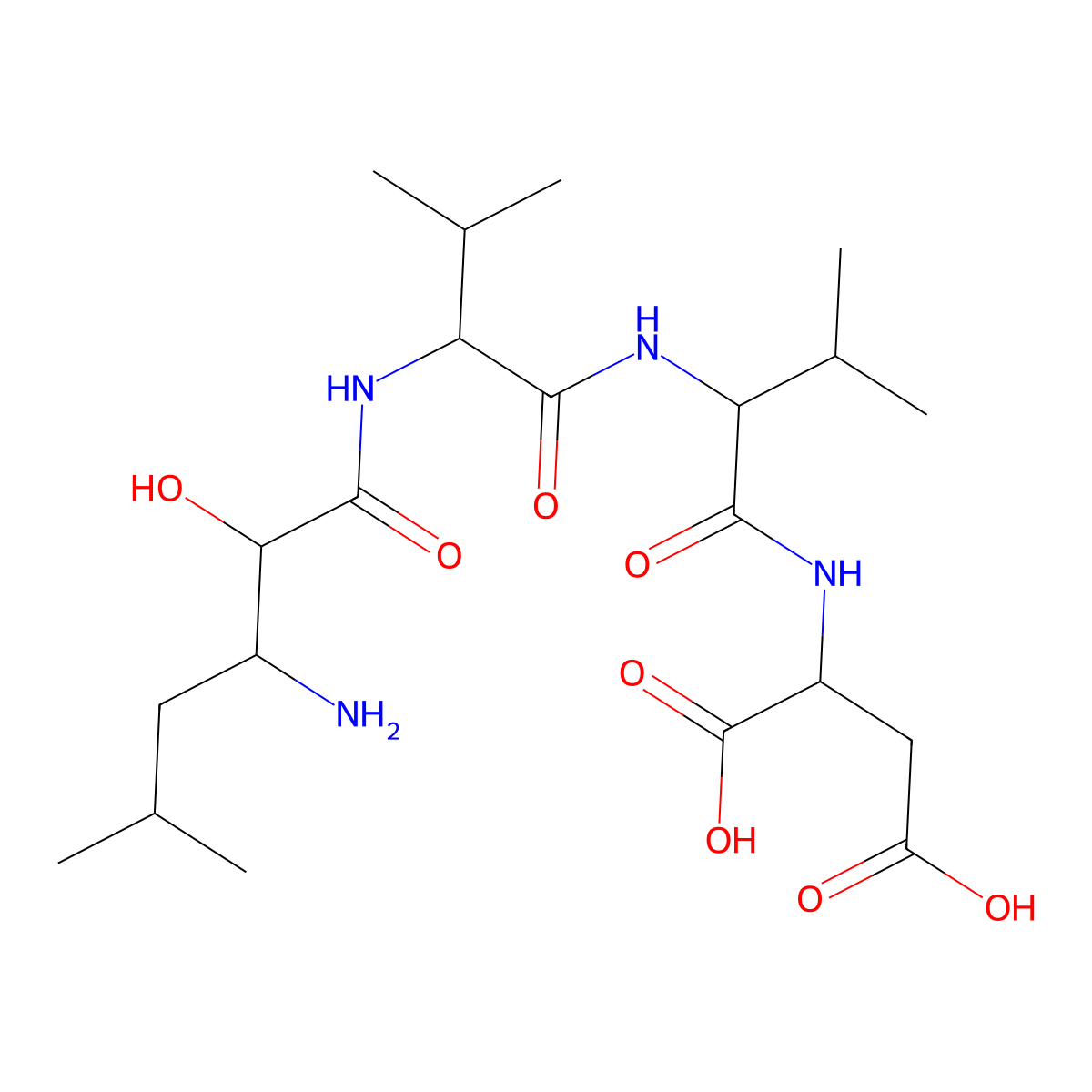 H-bAla(2-OH,3-iBu)-Val-Val-Asp-OH molecular structure, CAS 69400-55-1