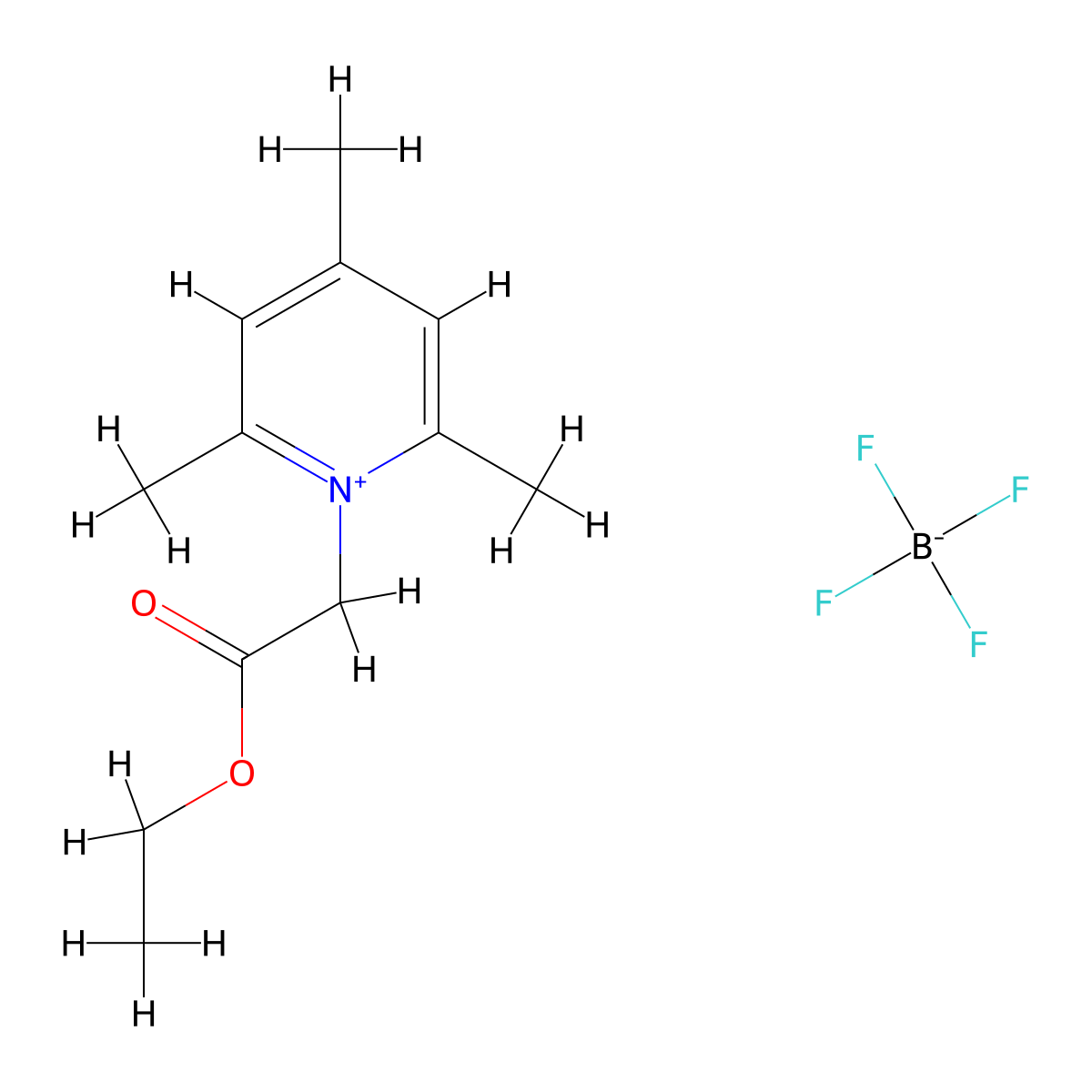 1-(2-Ethoxy-2-oxoethyl)-2,4,6-trimethylpyridin-1-ium; tetrafluoroboranuide molecular structure, CAS 69403-61-8