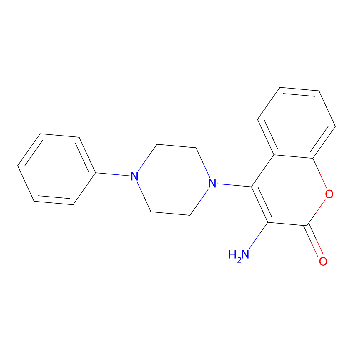 Coumarin, 3-amino-4-(4-phenyl-1-piperazinyl)- molecular structure, CAS 69405-48-7