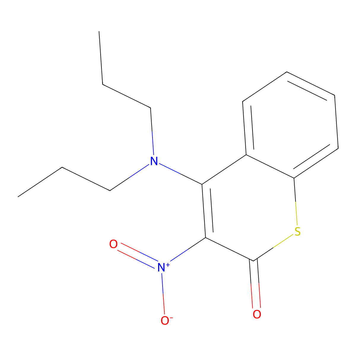 4-(Dipropylamino)-3-nitro-2H-1-benzothiopyran-2-one molecular structure, CAS 69405-49-8