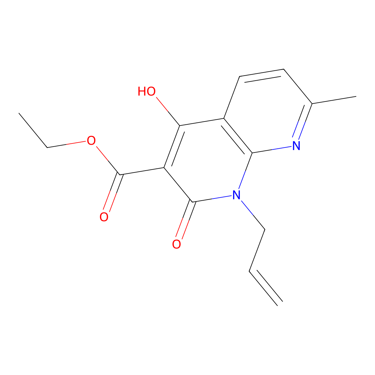 Ethyl 1-allyl-4-hydroxy-7-methyl-2-oxo-1,2-dihydro-1,8-naphthyridine-3-carboxylate molecular structure, CAS 69407-71-2