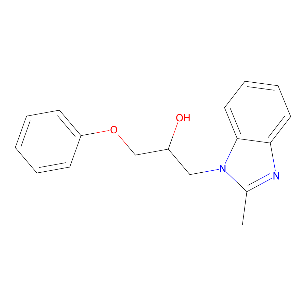 1-(2-methyl-1H-benzimidazol-1-yl)-3-phenoxypropan-2-ol molecular structure, CAS 69407-80-3