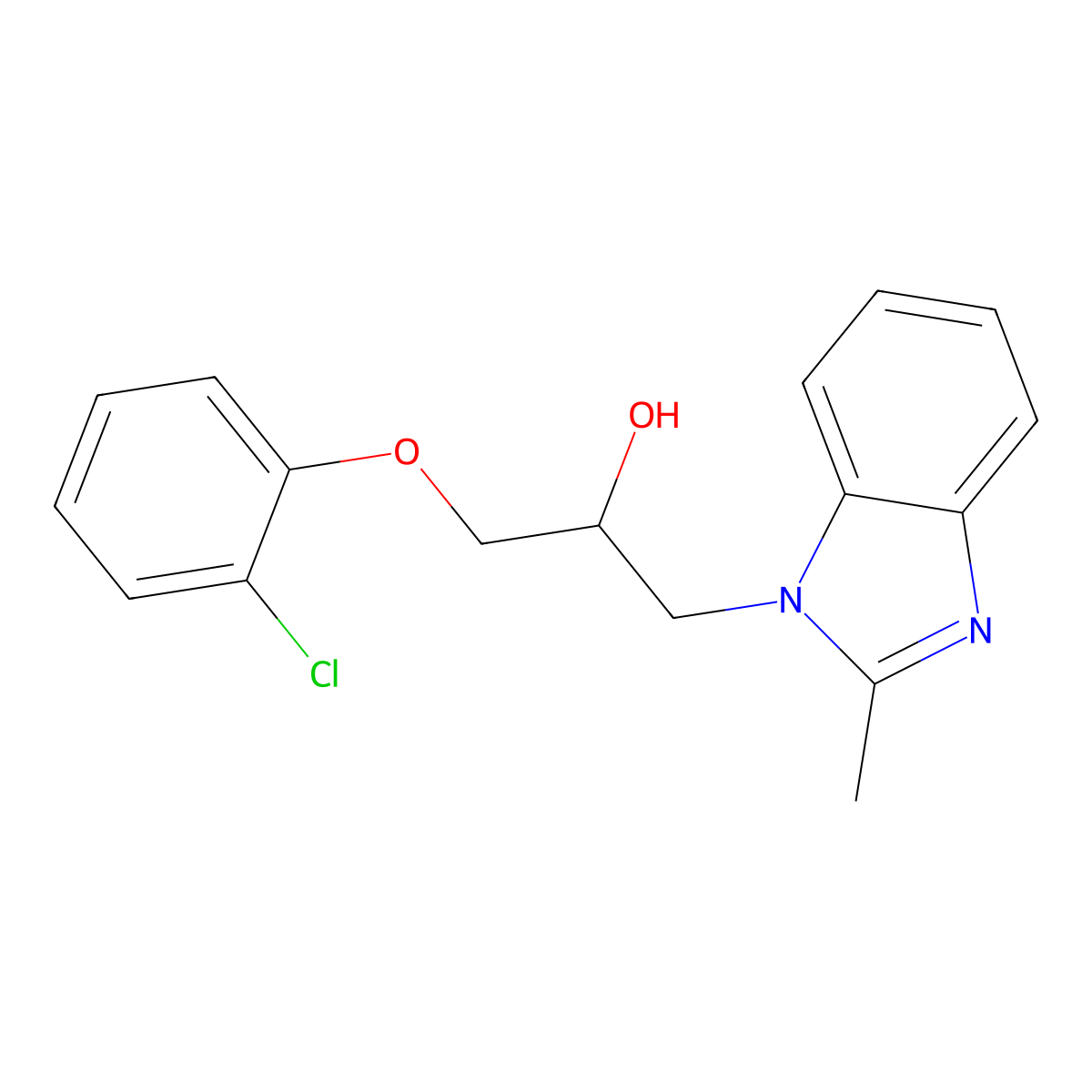 1-(2-Chlorophenoxy)-3-(2-methyl-1-benzimidazolyl)-2-propanol molecular structure, CAS 69407-81-4