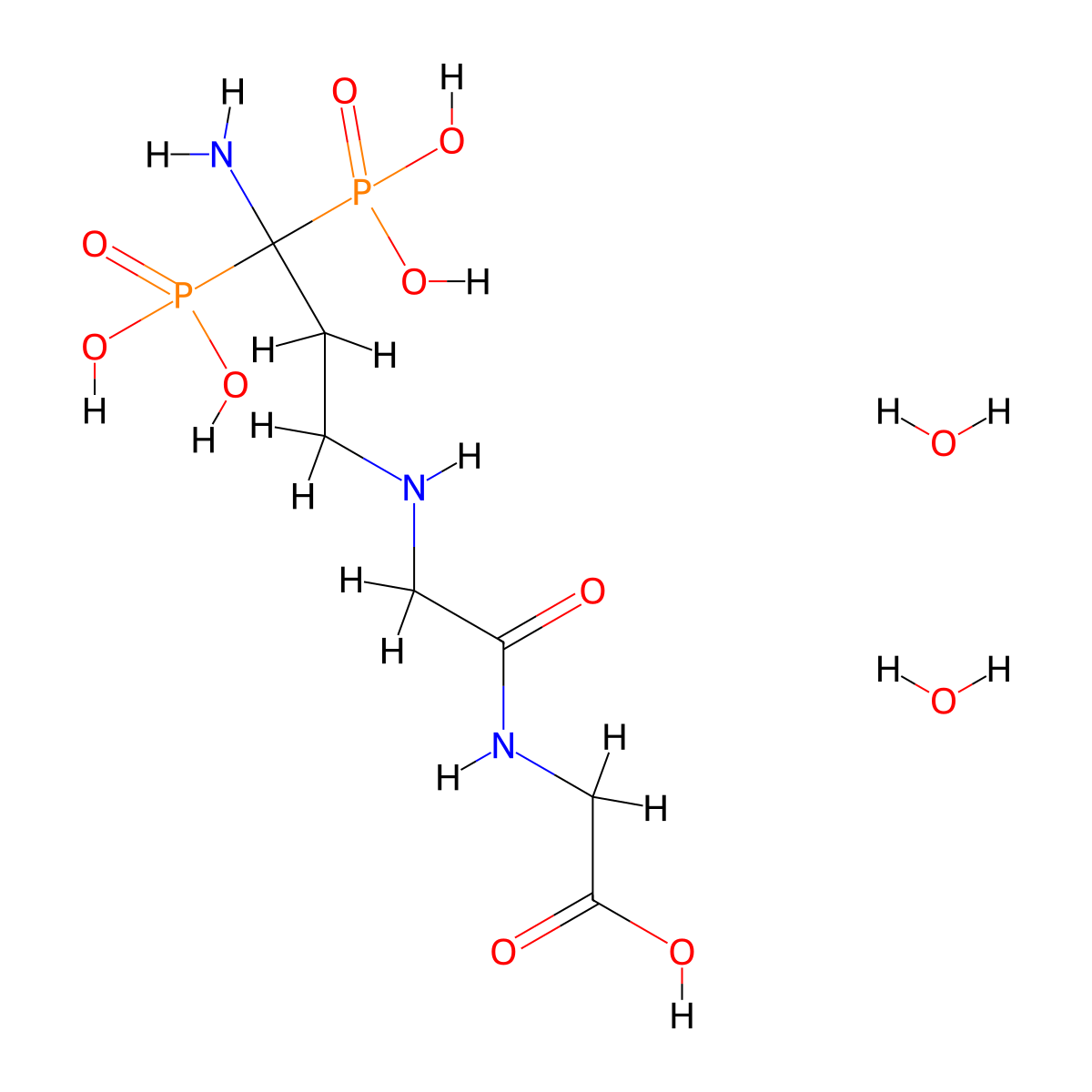Glycine, N-(N-(3-amino-3,3-diphosphonopropyl)glycyl)-, dihydrate molecular structure, CAS 69408-66-8