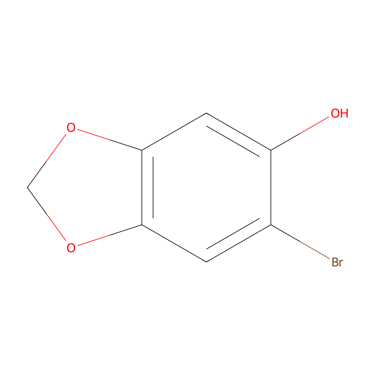 5-Bromo-6-hydroxy-1,3-benzodioxole molecular structure, CAS 6941-70-4
