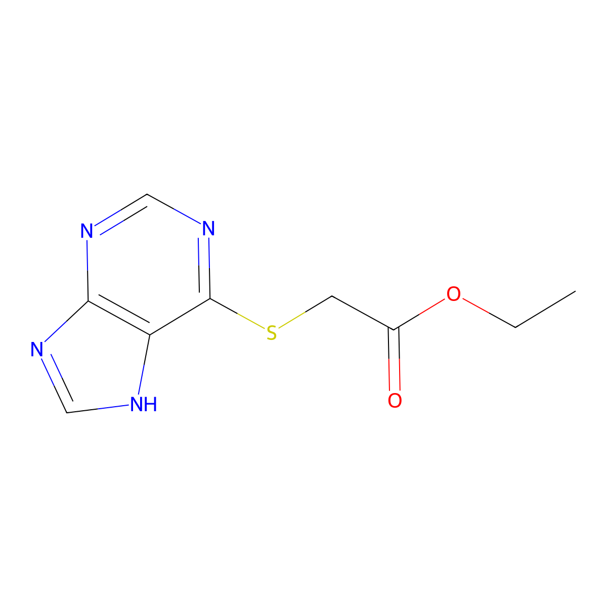 ethyl 2-(7H-purin-6-ylsulfanyl)acetate molecular structure, CAS 6941-72-6