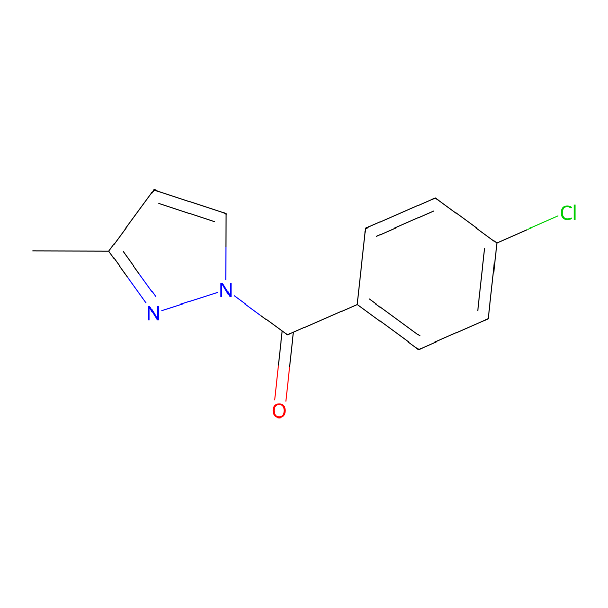 1-(4-chlorobenzoyl)-3-methyl-1H-pyrazole molecular structure, CAS 69413-16-7