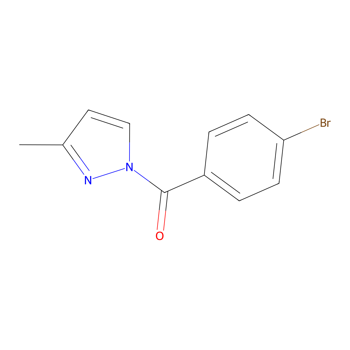 (4-Bromophenyl)-(3-methylpyrazol-1-yl)methanone molecular structure, CAS 69413-18-9