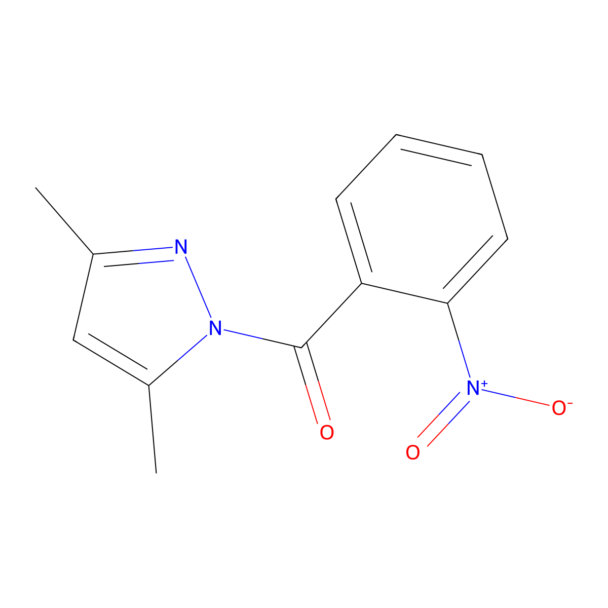 3,5-dimethyl-1-(2-nitrobenzoyl)-1H-pyrazole molecular structure, CAS 69413-21-4