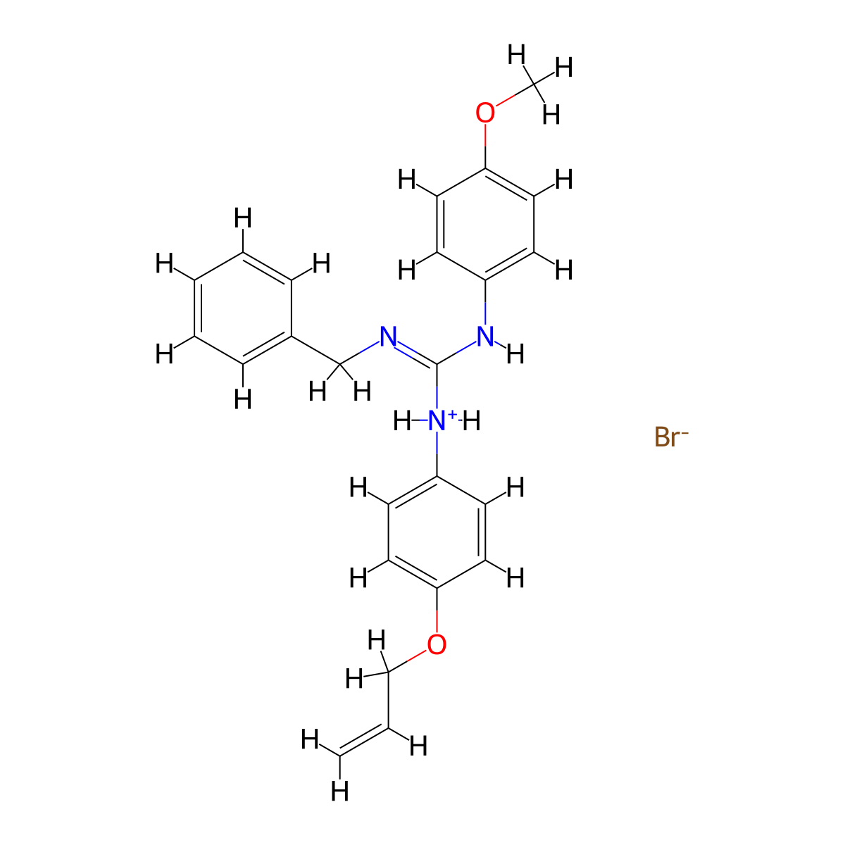 Guanidine, 1-(p-allyloxyphenyl)-3-benzyl-2-(p-methoxyphenyl)-, hydrobromide molecular structure, CAS 69415-39-0