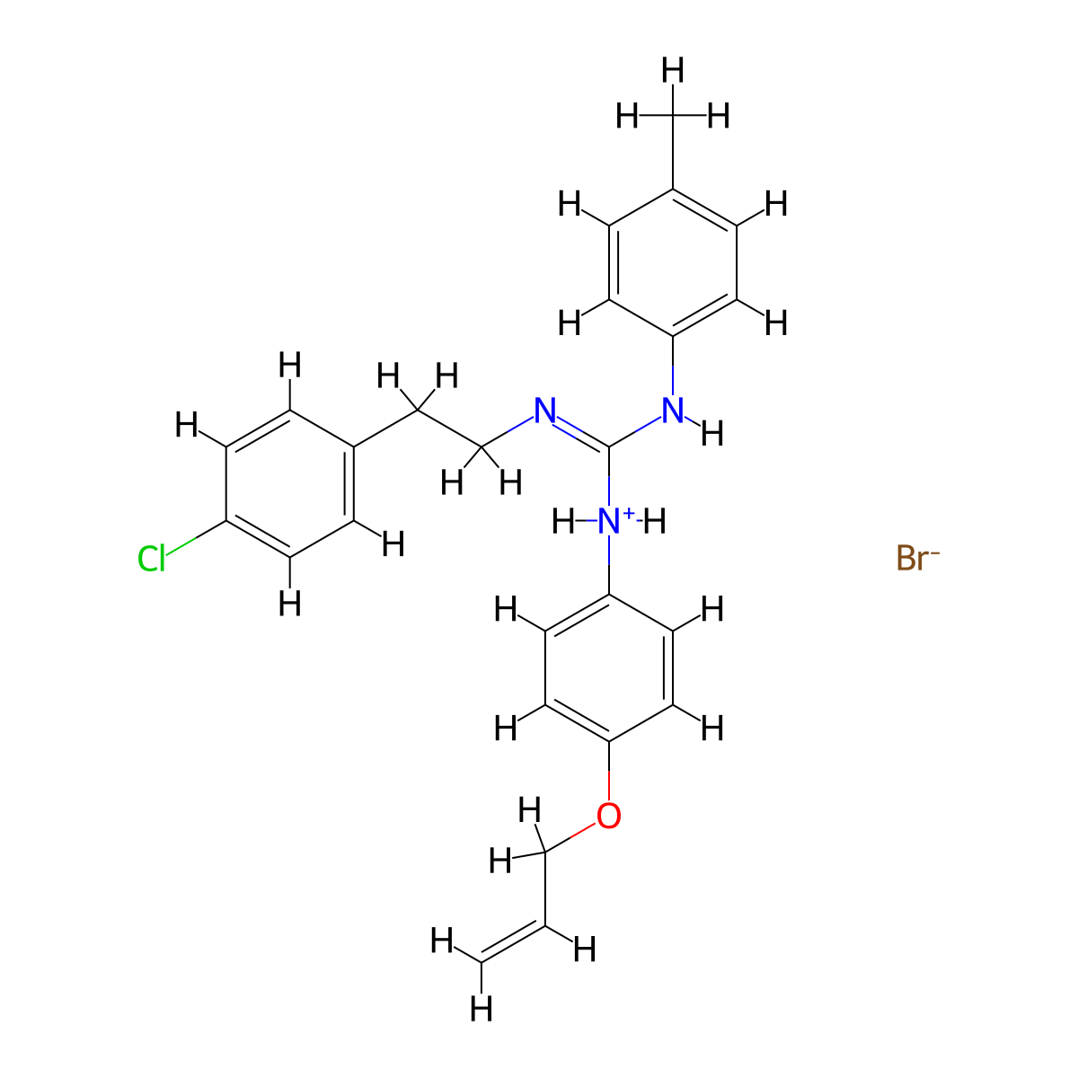Guanidine, 1-(p-allyloxyphenyl)-3-(p-chlorophenethyl)-2-(p-tolyl)-, hydrobromide molecular structure, CAS 69415-44-7