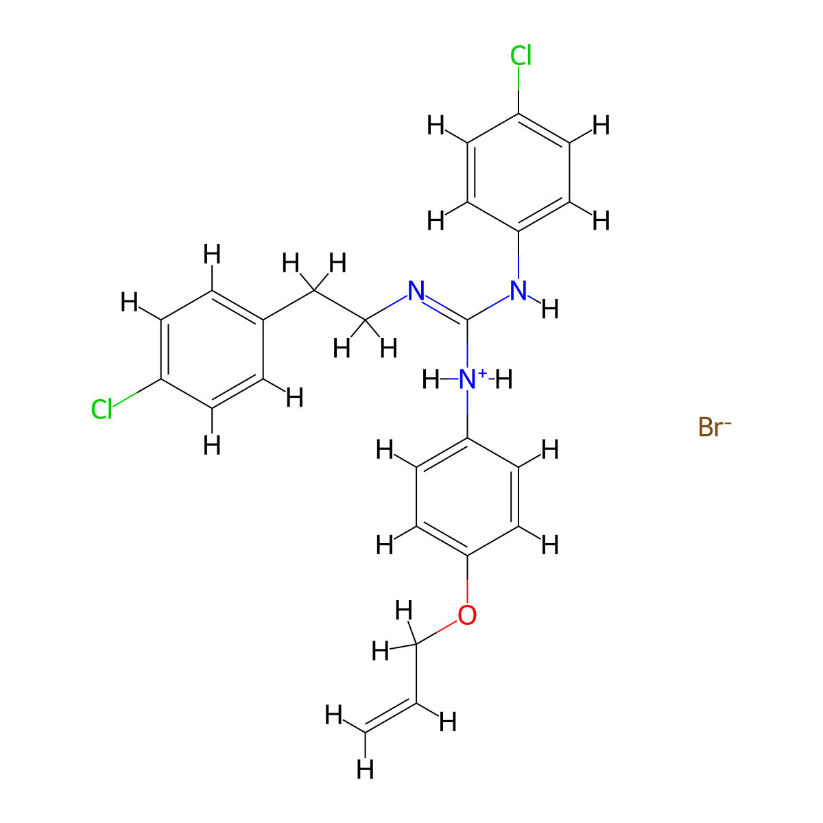 Guanidine, 1-(p-allyloxyphenyl)-3-(p-chlorophenethyl)-2-(p-chlorophenyl)-, hydrobromide molecular structure, CAS 69415-46-9