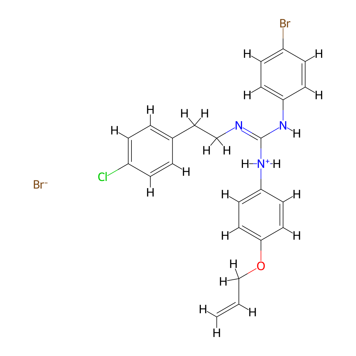 Guanidine, 1-(p-allyloxyphenyl)-3-(p-bromophenyl)-2-(p-chlorophenethyl)-, hydrobromide molecular structure, CAS 69415-47-0