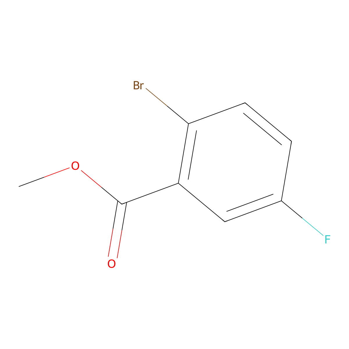 Benzoic acid, 2-bromo-5-fluoro-, methyl ester molecular structure, CAS 6942-39-8