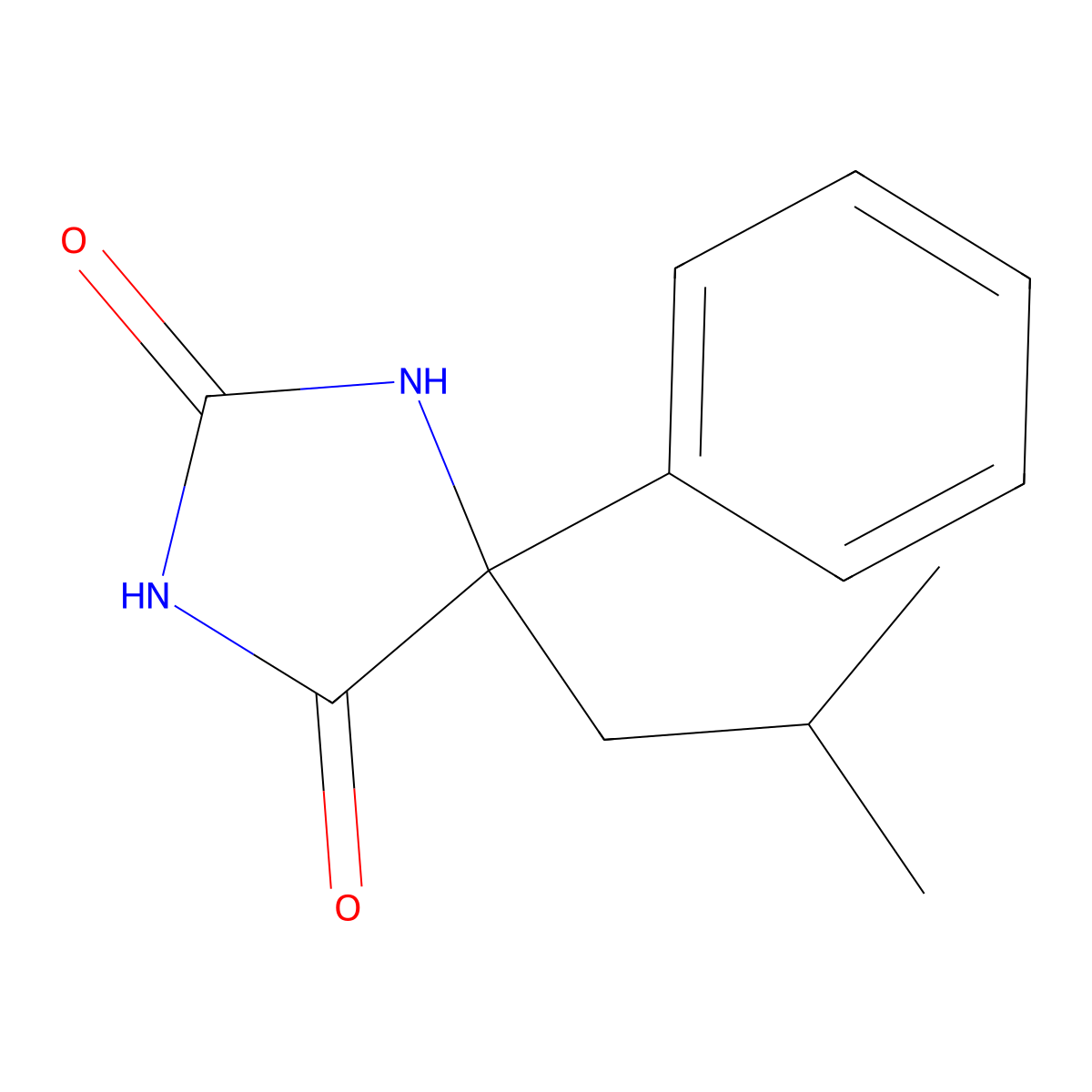 5-(2-Methylpropyl)-5-phenylimidazolidine-2,4-dione molecular structure, CAS 6943-30-2