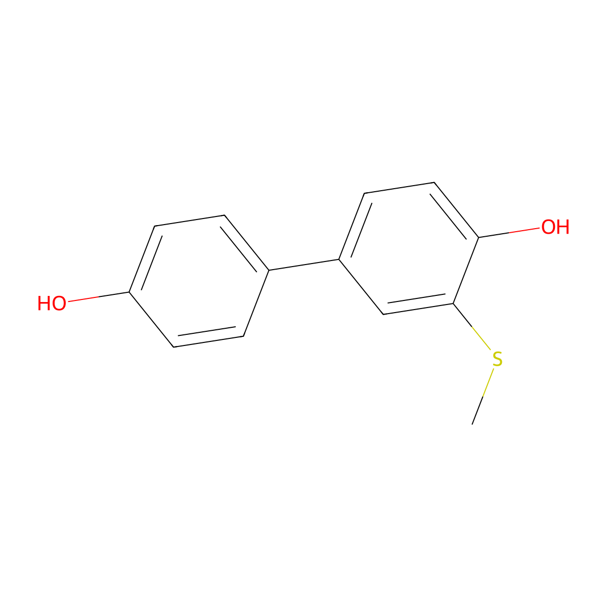 4-(4-Hydroxyphenyl)-2-(methylthio)phenol molecular structure, CAS 69432-61-7