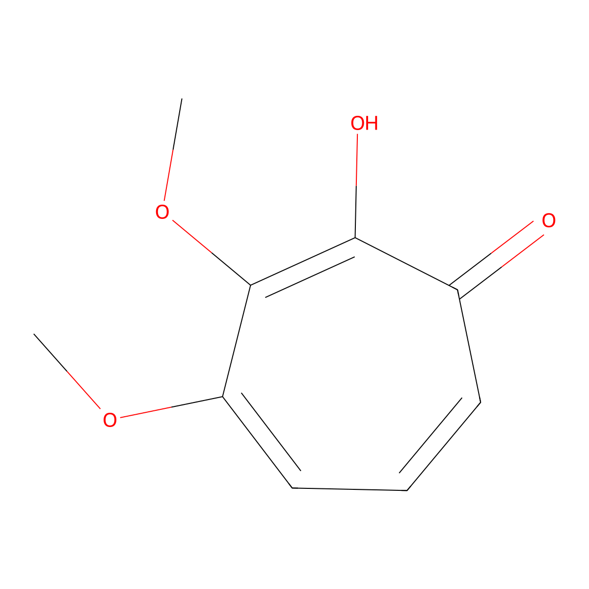 2,4,6-Cycloheptatrien-1-one, 3,4-dimethoxy-2-hydroxy- molecular structure, CAS 69432-64-0