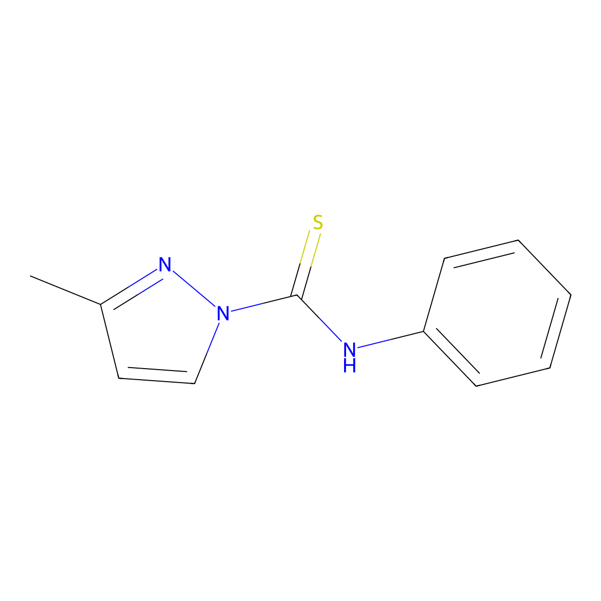 3-methyl-N-phenylpyrazole-1-carbothioamide molecular structure, CAS 69436-27-7