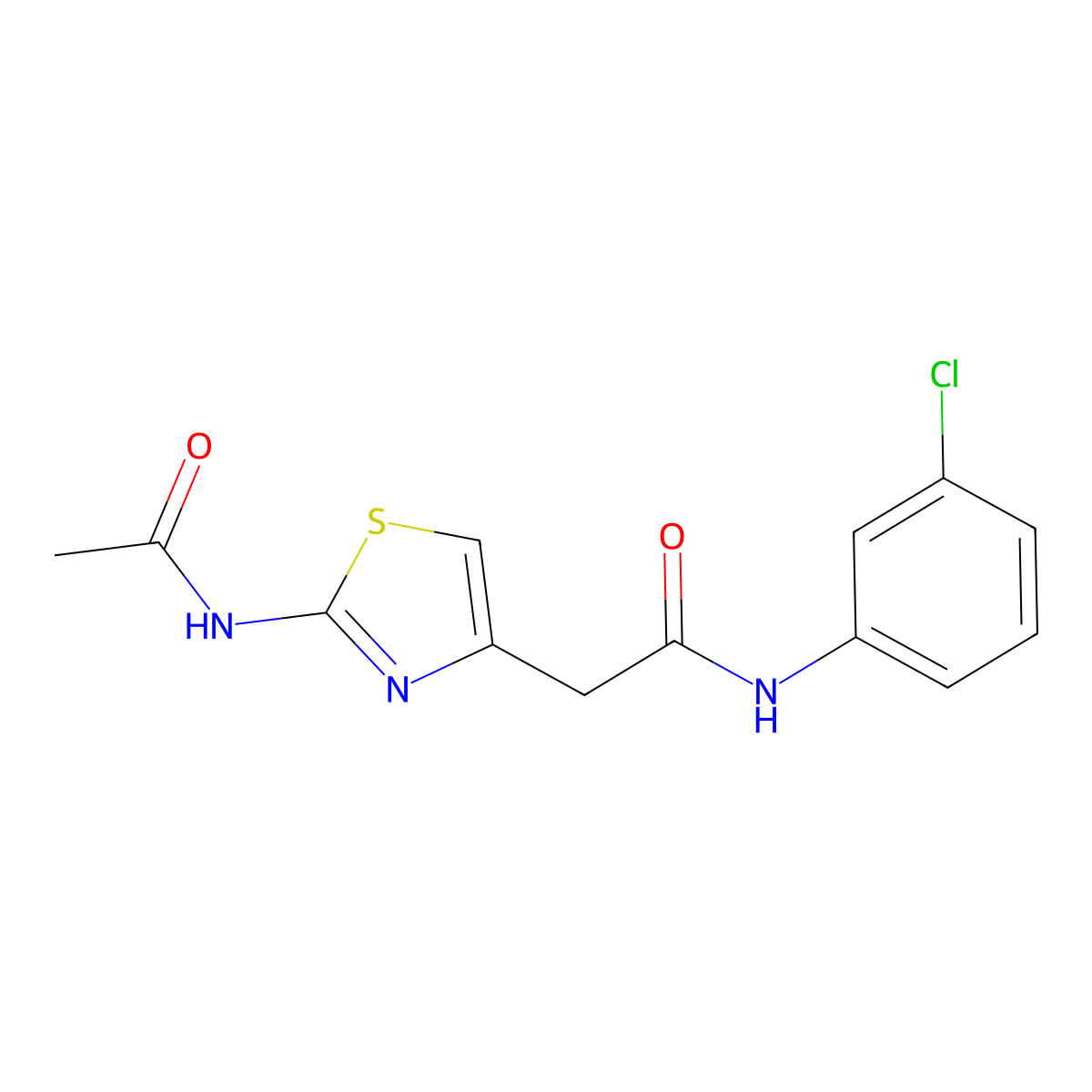 2-(2-acetamidothiazol-4-yl)-N-(3-chlorophenyl)acetamide molecular structure, CAS 69439-30-1