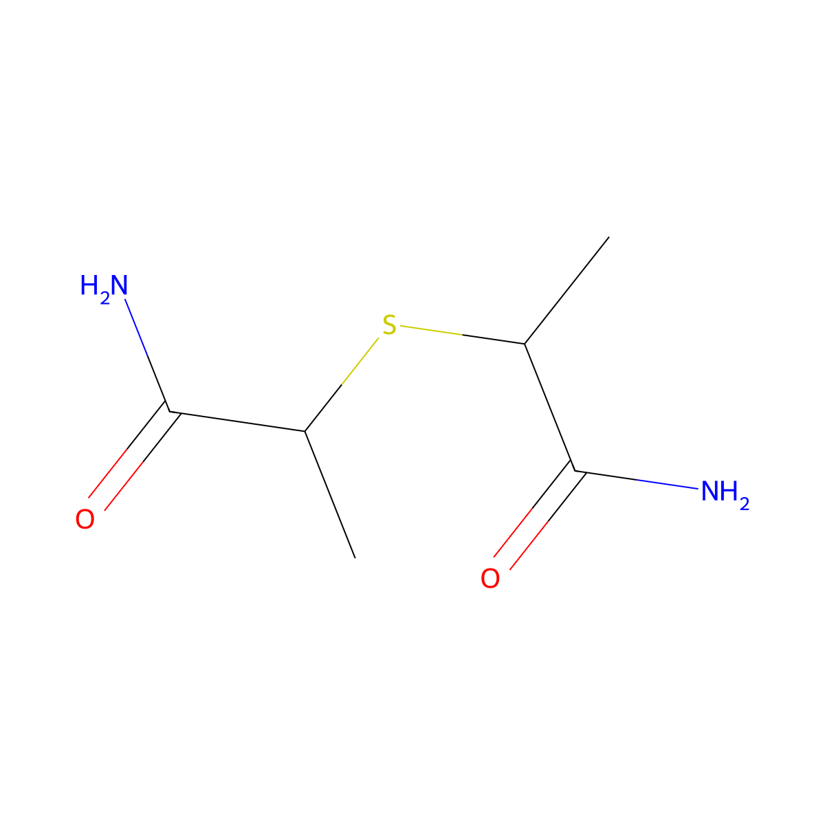 2,2'-Sulfanediyldipropanamide molecular structure, CAS 6944-30-5