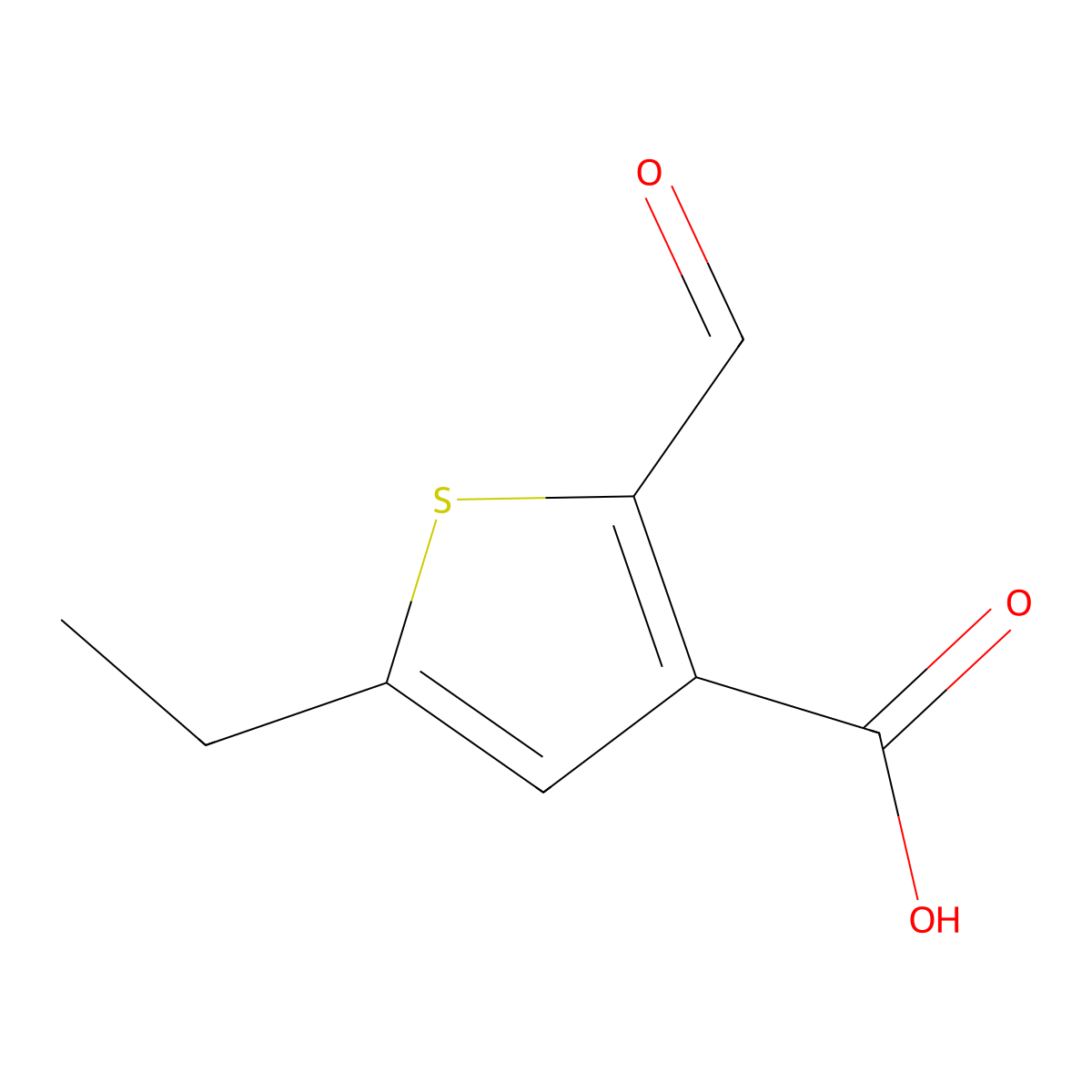 5-Ethyl-2-formylthiophene-3-carboxylic acid molecular structure, CAS 69442-32-6