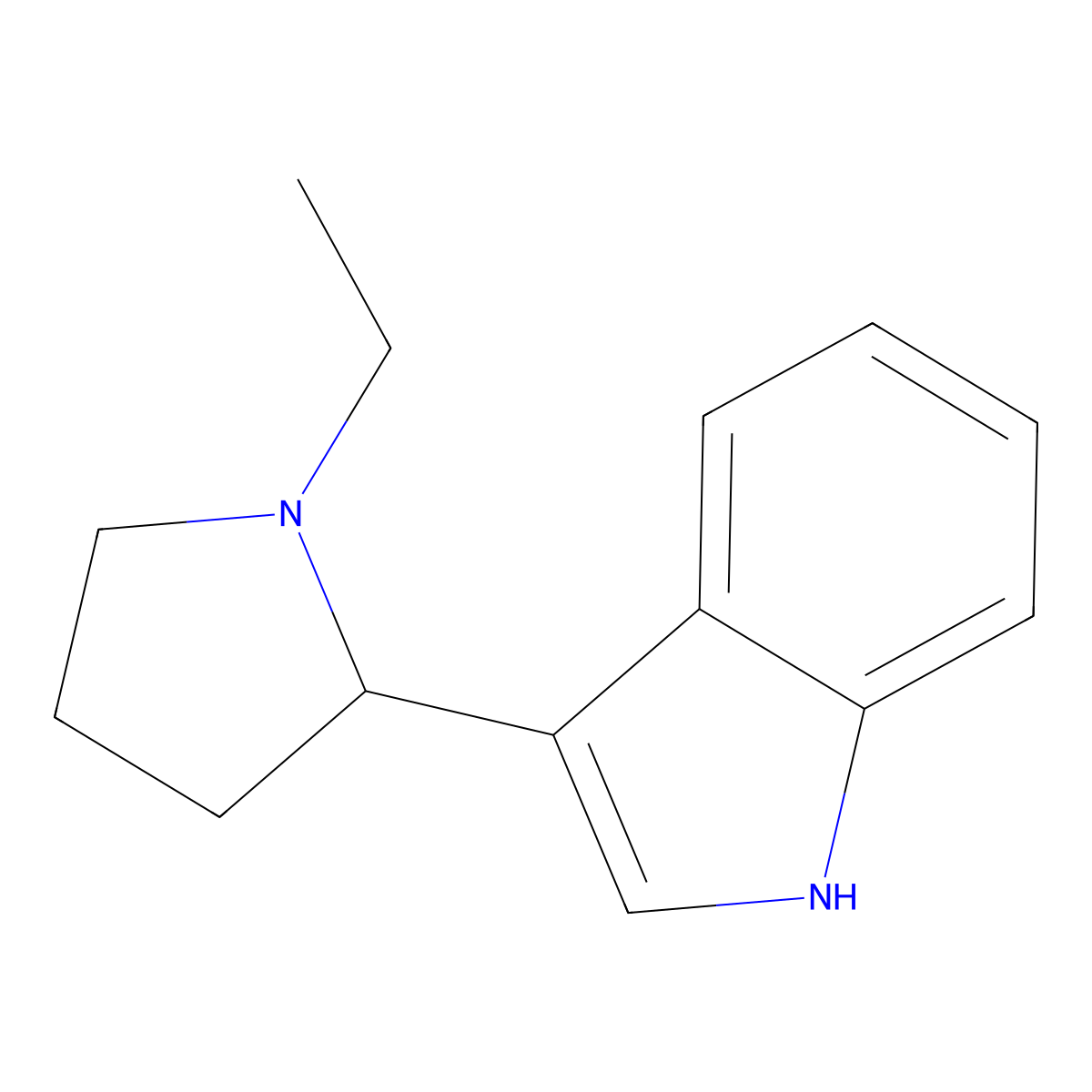 3-(1-ethylpyrrolidin-2-yl)-1H-indole molecular structure, CAS 694425-25-7