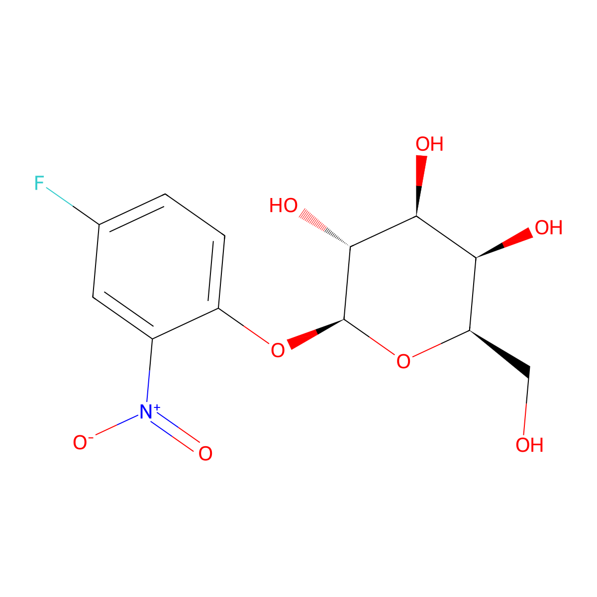 (2S,3R,4S,5R,6R)-2-(4-Fluoro-2-nitrophenoxy)-6-(hydroxymethyl)tetrahydro-2H-pyran-3,4,5-triol molecular structure, CAS 694439-20-8
