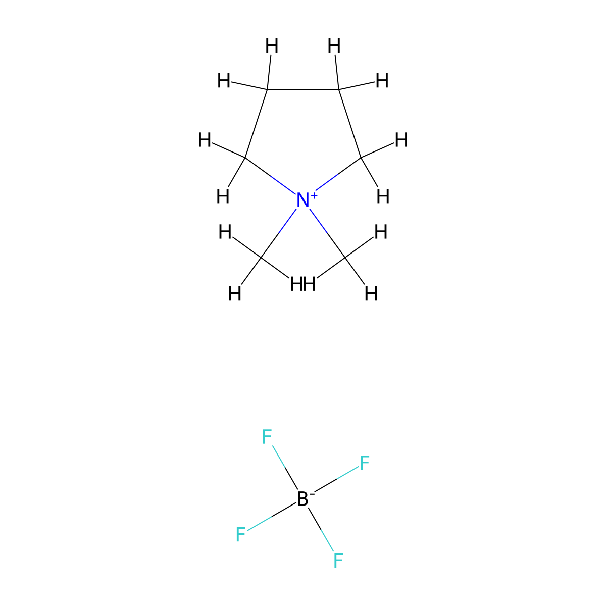 1,1-Dimethylpyrrolidinium tetrafluoroborate molecular structure, CAS 69444-51-5