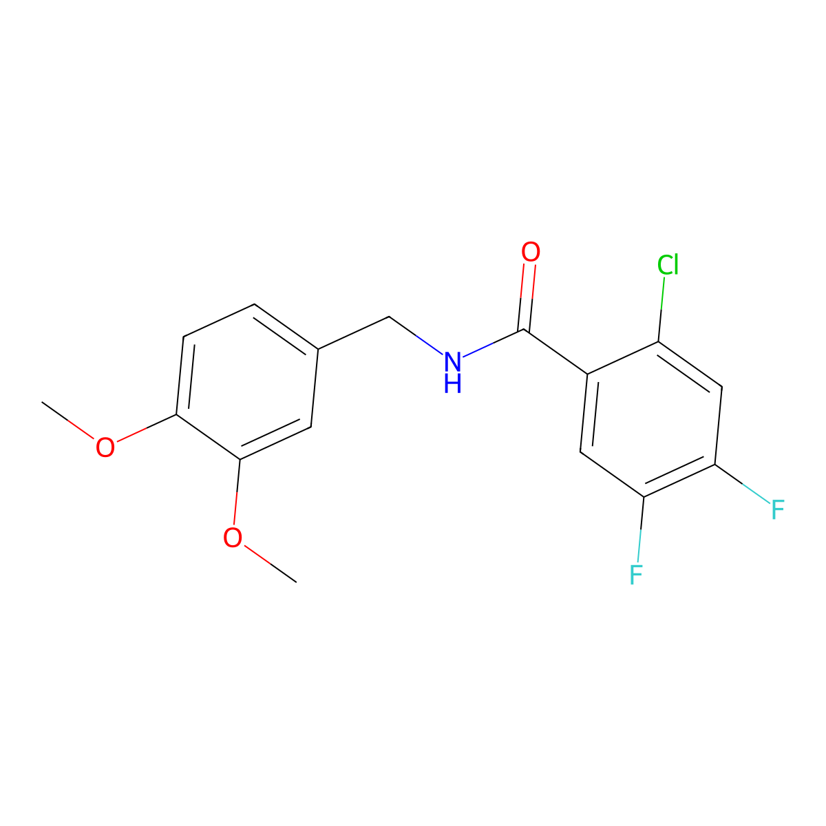 2-chloro-N-[(3,4-dimethoxyphenyl)methyl]-4,5-difluorobenzamide molecular structure, CAS 694441-80-0