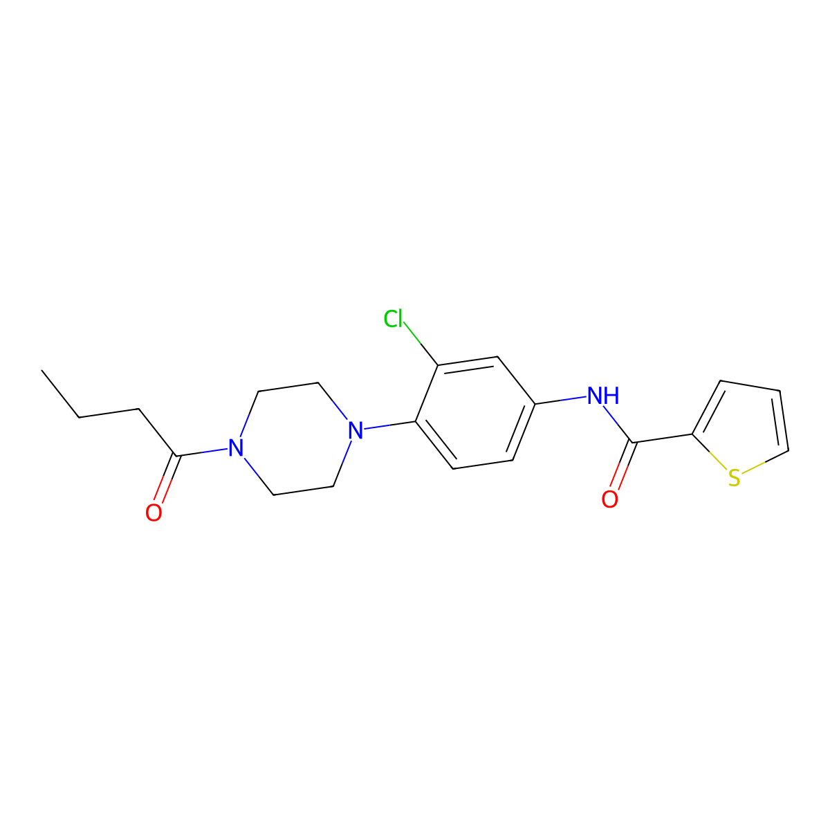 N-[4-(4-butanoylpiperazin-1-yl)-3-chlorophenyl]thiophene-2-carboxamide molecular structure, CAS 694441-93-5