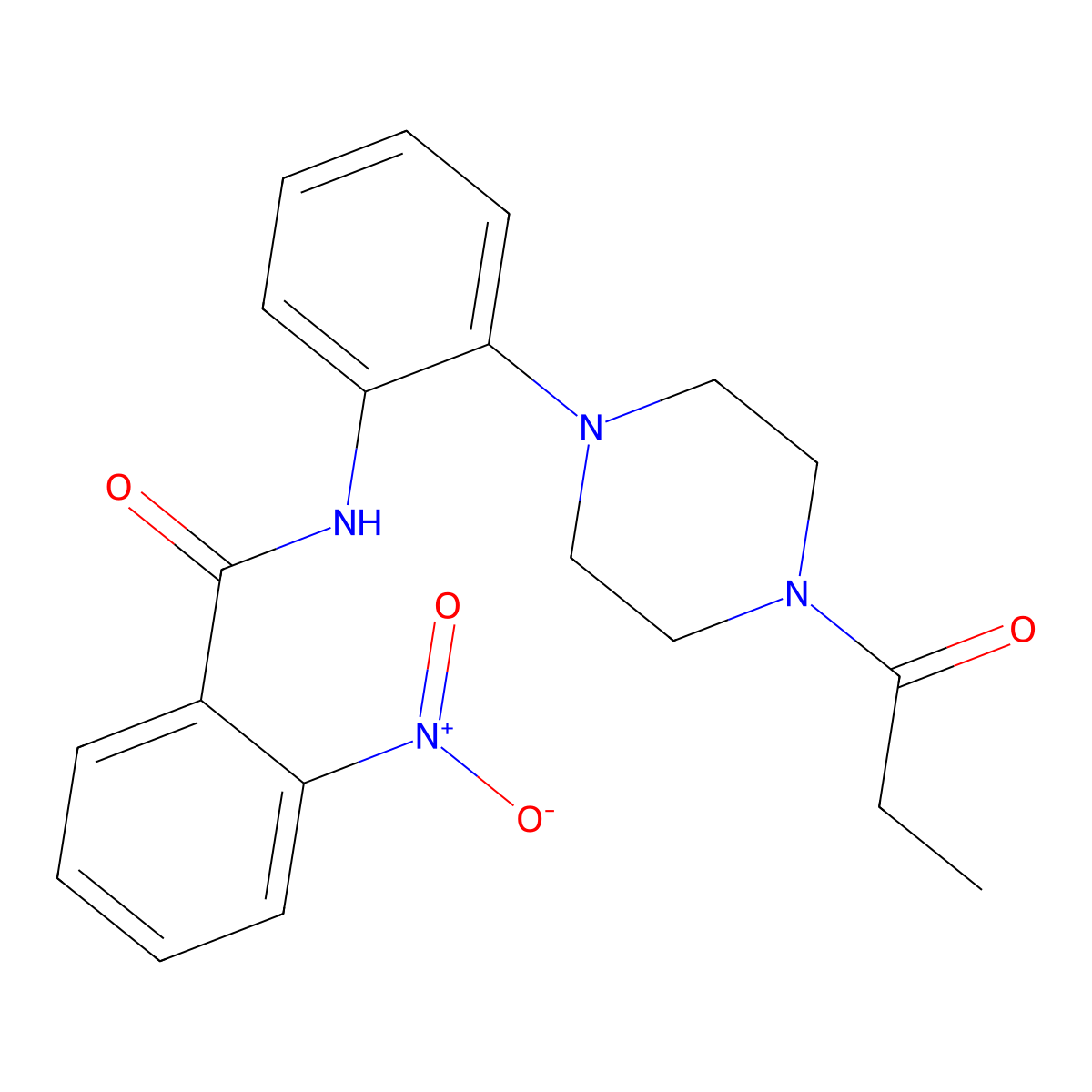 2-nitro-N-[2-(4-propanoylpiperazin-1-yl)phenyl]benzamide molecular structure, CAS 694442-16-5