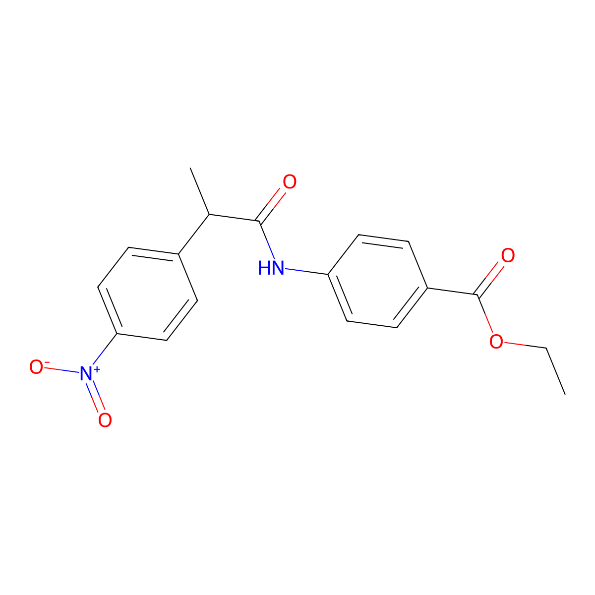 Ethyl 4-{[2-(4-nitrophenyl)propanoyl]amino}benzoate molecular structure, CAS 694442-24-5