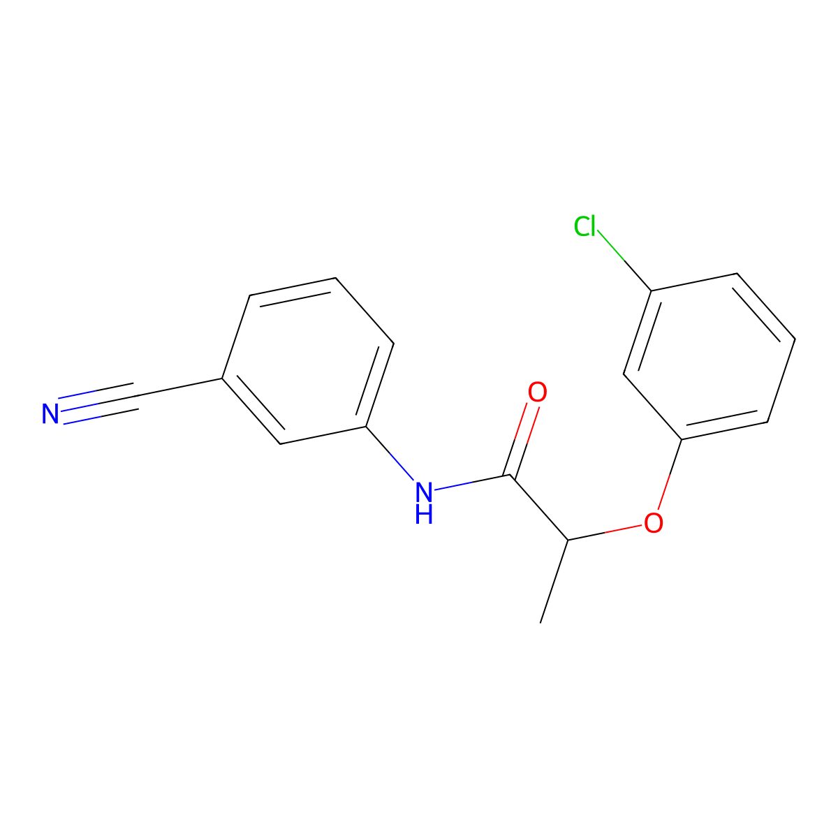 2-(3-chlorophenoxy)-N-(3-cyanophenyl)propanamide molecular structure, CAS 694442-27-8