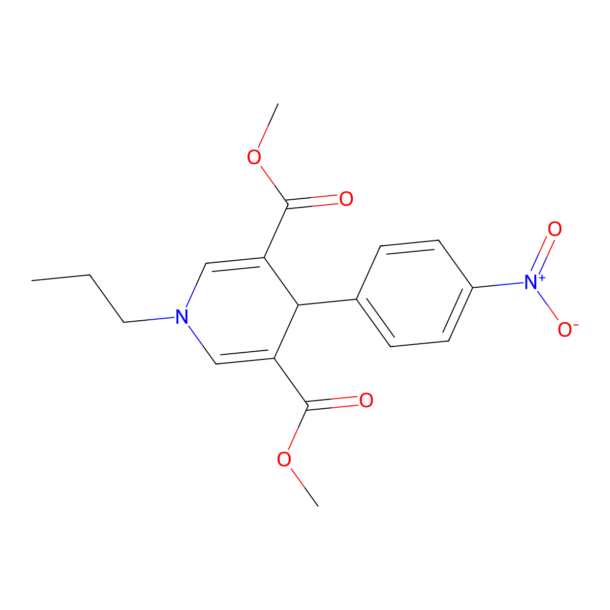 Dimethyl 4-(4-nitrophenyl)-1-propyl-1,4-dihydropyridine-3,5-dicarboxylate molecular structure, CAS 694442-32-5